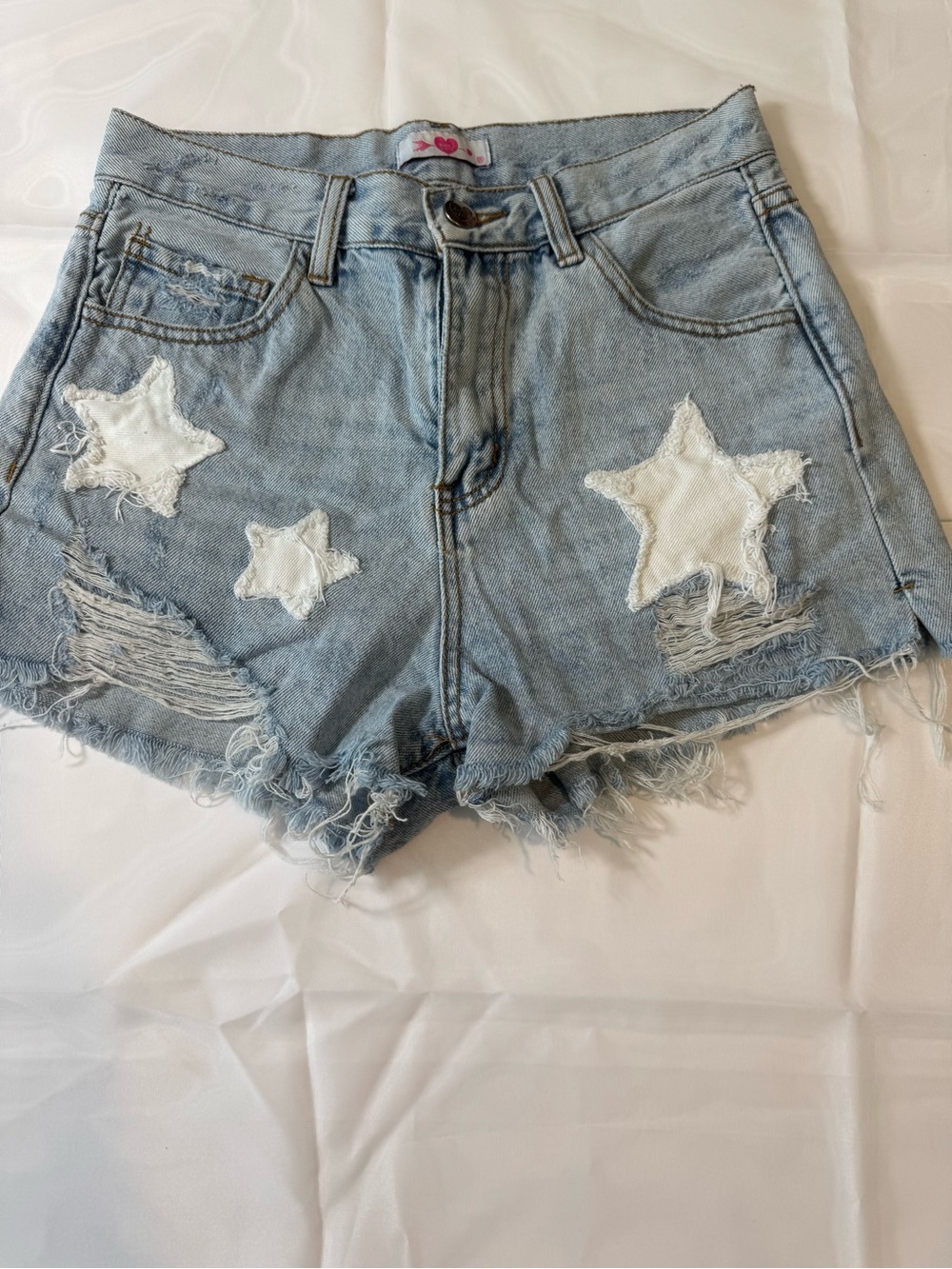 Buddy Love Light Blue Denim Shorts with White Star Patches